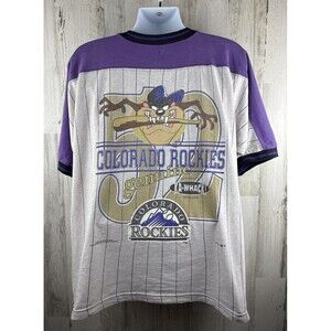 Vintage 1995 MLB Colorado Rockies TAZ Looney Tunes Distressed T-Shirt XL (25x28)